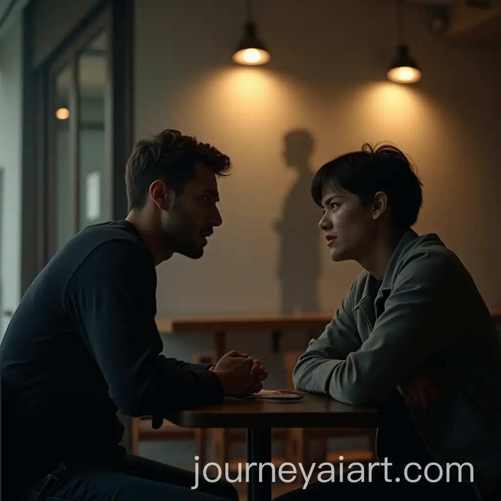 Cinematic-Young-Couple-in-Tense-Caf-Scene-with-ExPartner-Shadow