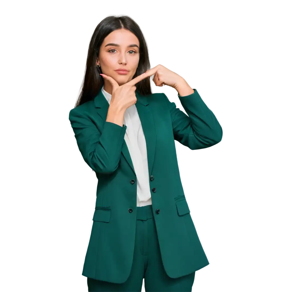 Stunning-PNG-Image-of-a-Woman-in-Dark-and-Light-Green-Suit-with-Facial-Detail