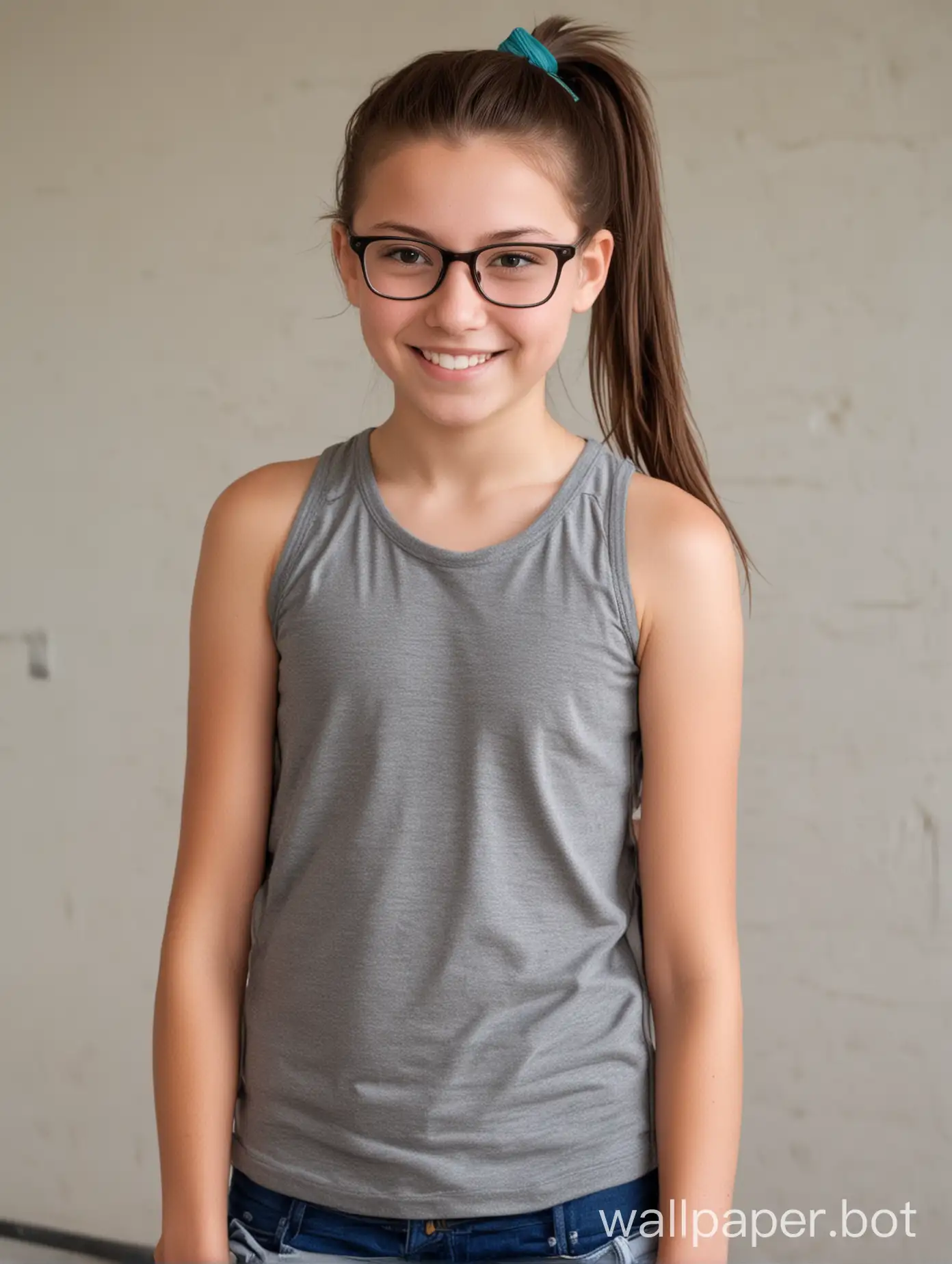 Shy-Teenager-with-Glasses-and-Ponytail-at-School