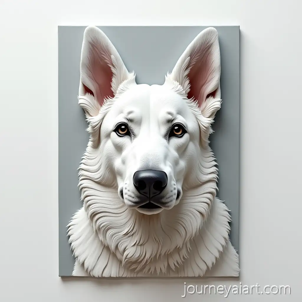 Realistic-BasRelief-Portrait-of-a-Calm-Swiss-Shepherd-Dog
