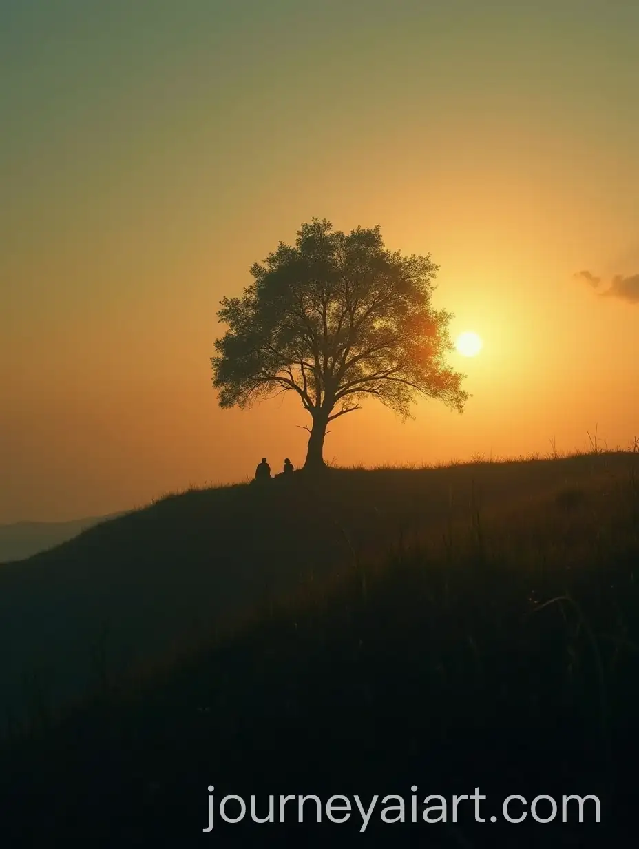 Magical-Realism-Scene-on-Hilltop-with-Willow-and-Silhouetted-Figures