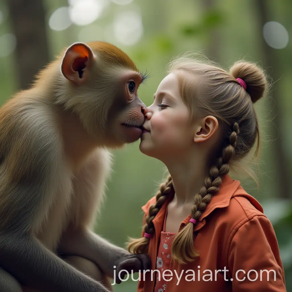 Monkey-Kissing-a-Girl-on-the-Cheek
