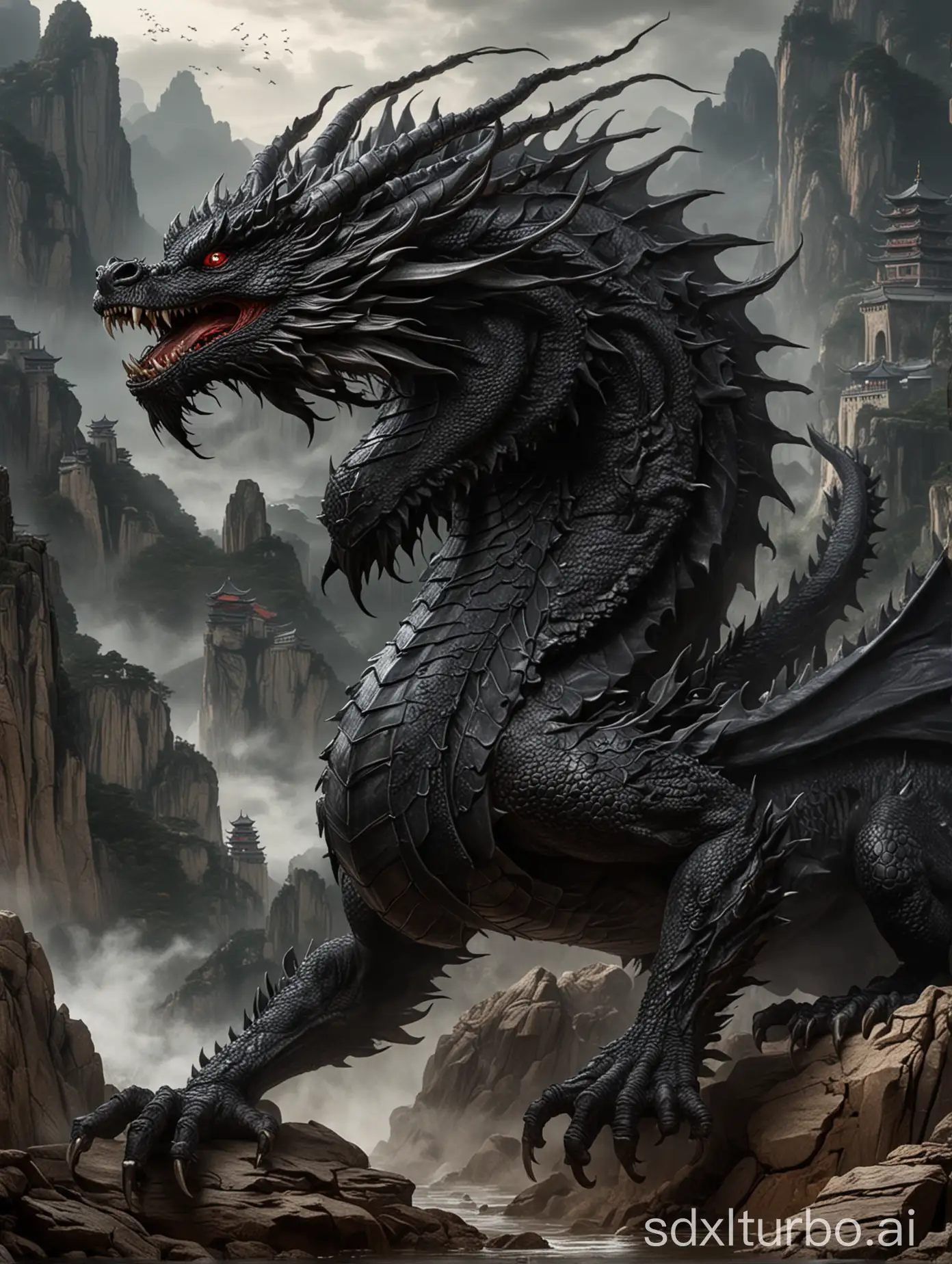 Mystical-Depiction-of-Chinas-NineClawed-Black-Dragon