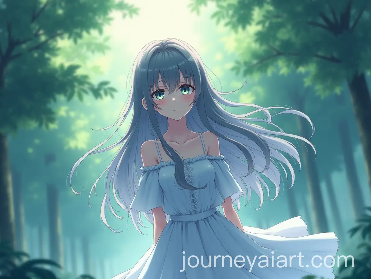 HyperRealistic-Anime-Character-in-Tranquil-Forest-with-Emotional-Expression