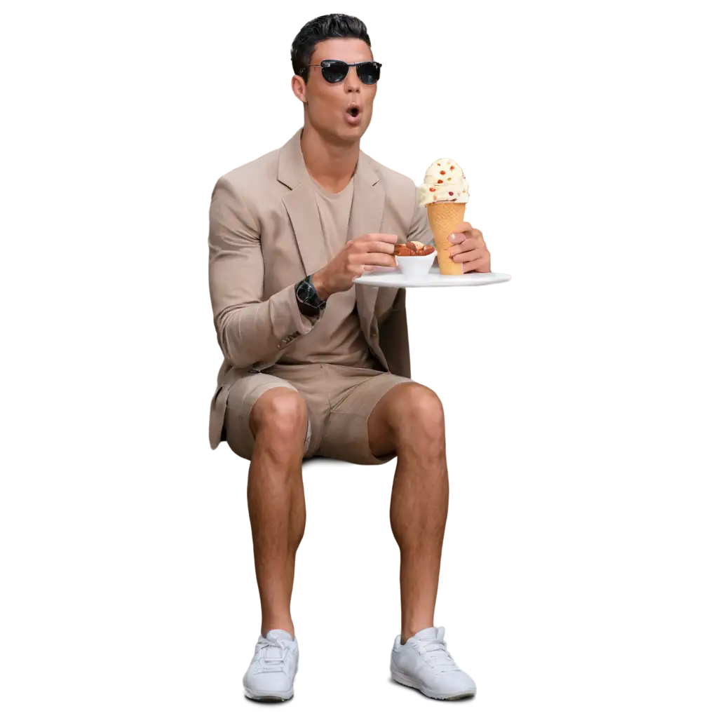 Cristiano Ronaldo eating ice cream