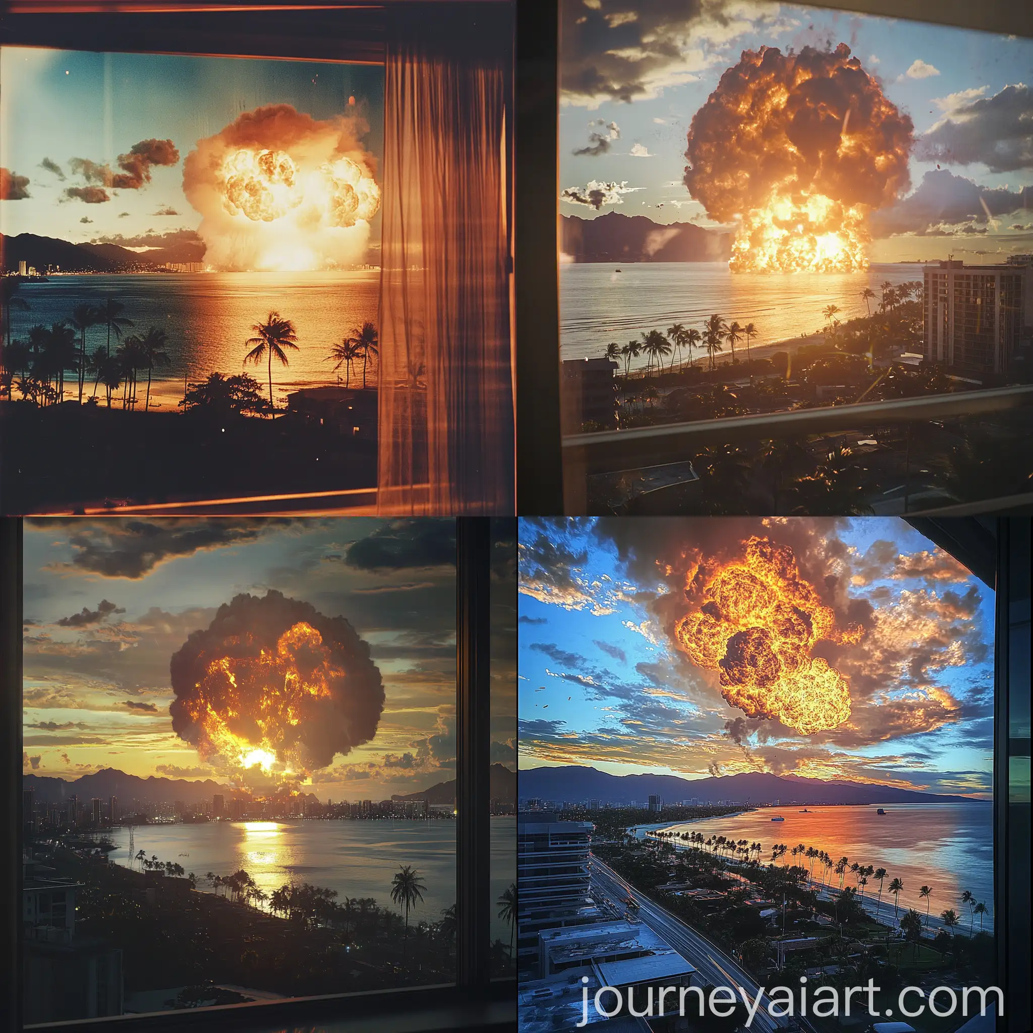Ocean-Sunset-View-from-Skyscraper-Atom-Bomb-Explosion-and-Natural-Scenery
