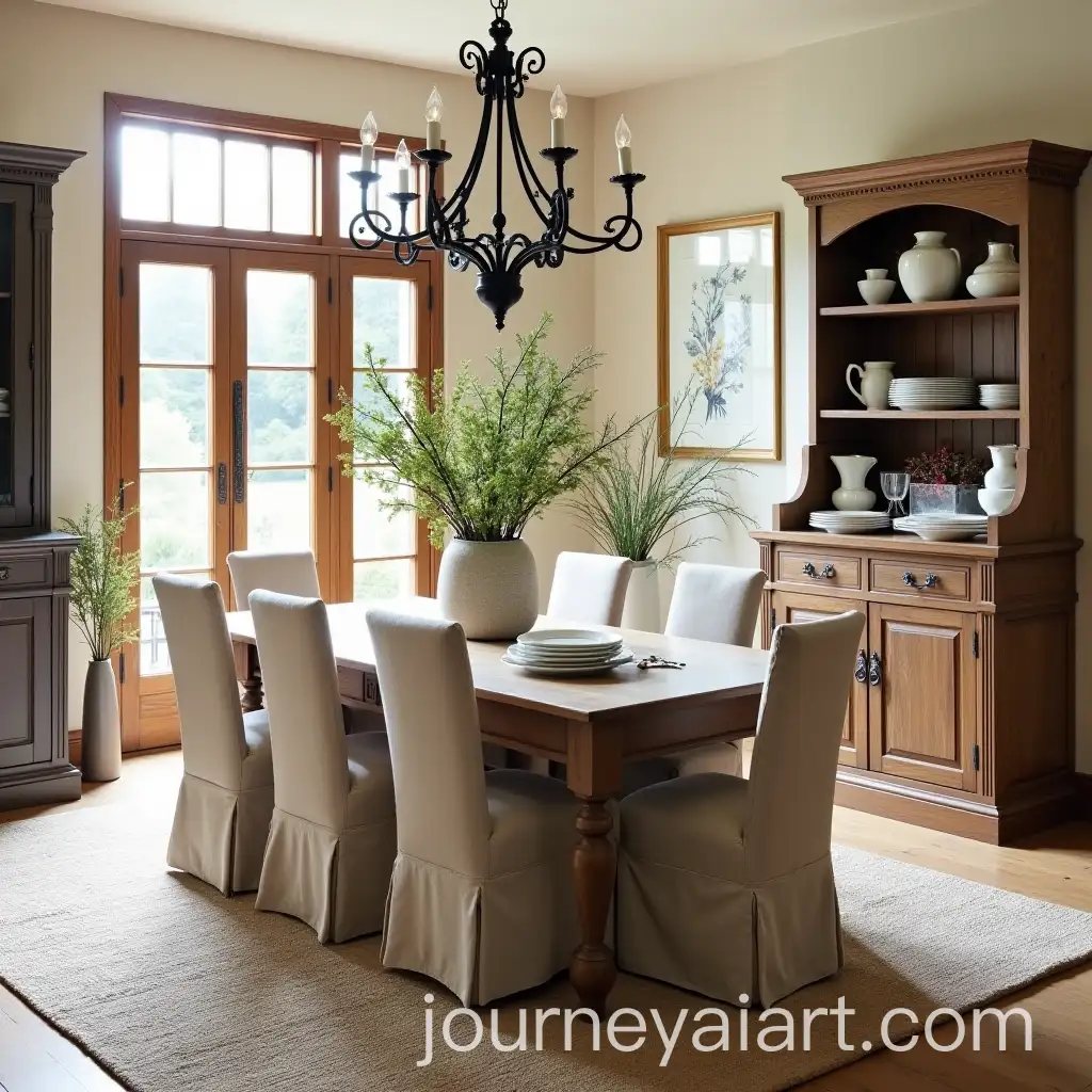 Cozy-Elegant-Dining-Room-with-Rustic-Aesthetic-and-Vintage-Details