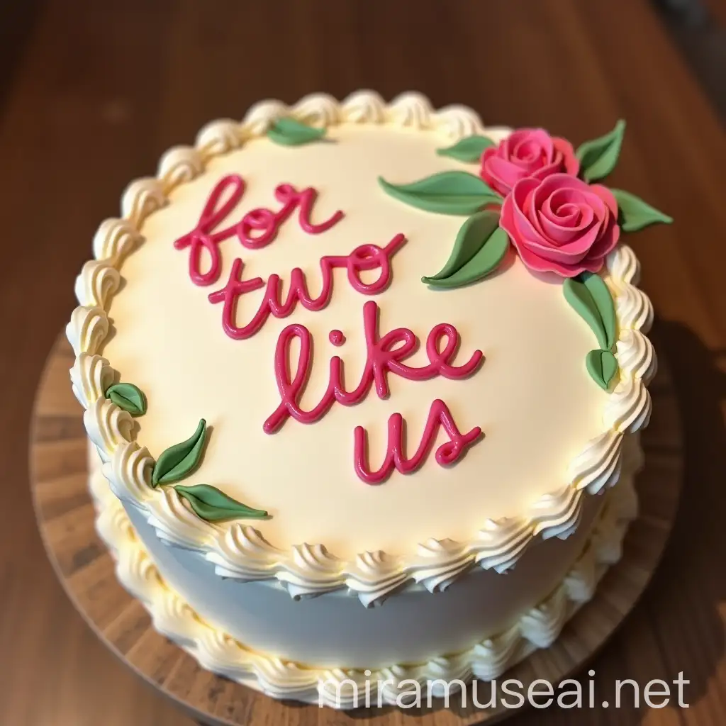 Romantic Cake with For Two Like Us Inscription