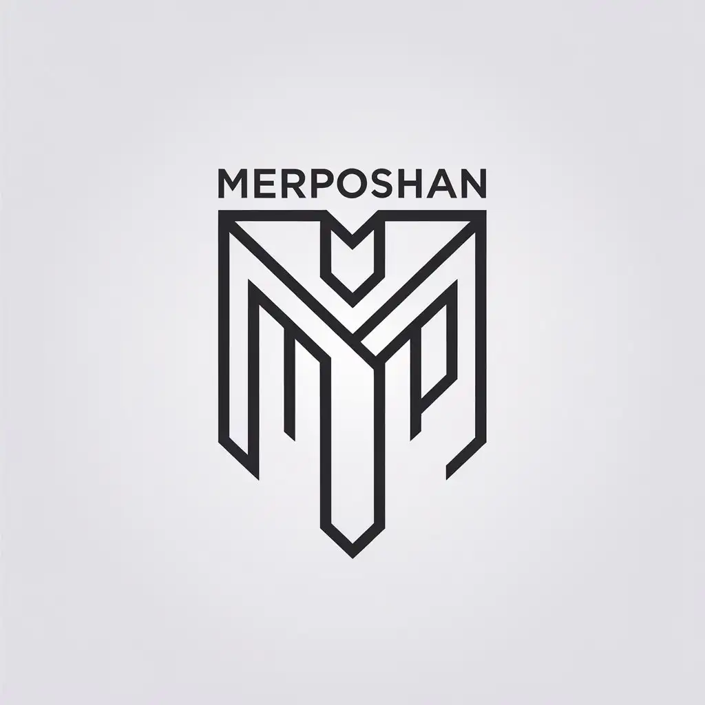 LOGO-Design-for-Merposhan-Minimalistic-MP-Symbol-with-Text-Overlay-for-Clothing-Industry