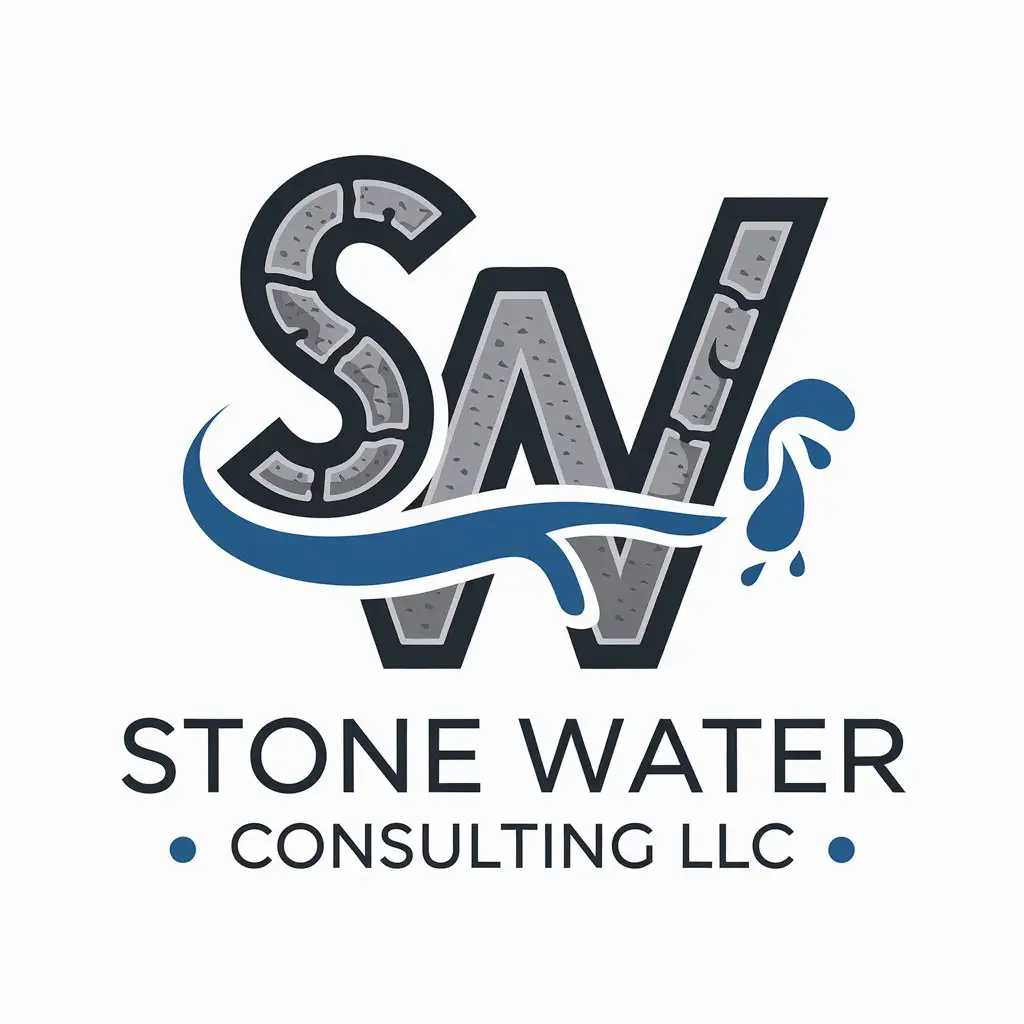 LOGO Design for Stone Water Consulting LLC Stone Water Elements with Modern Clear Background