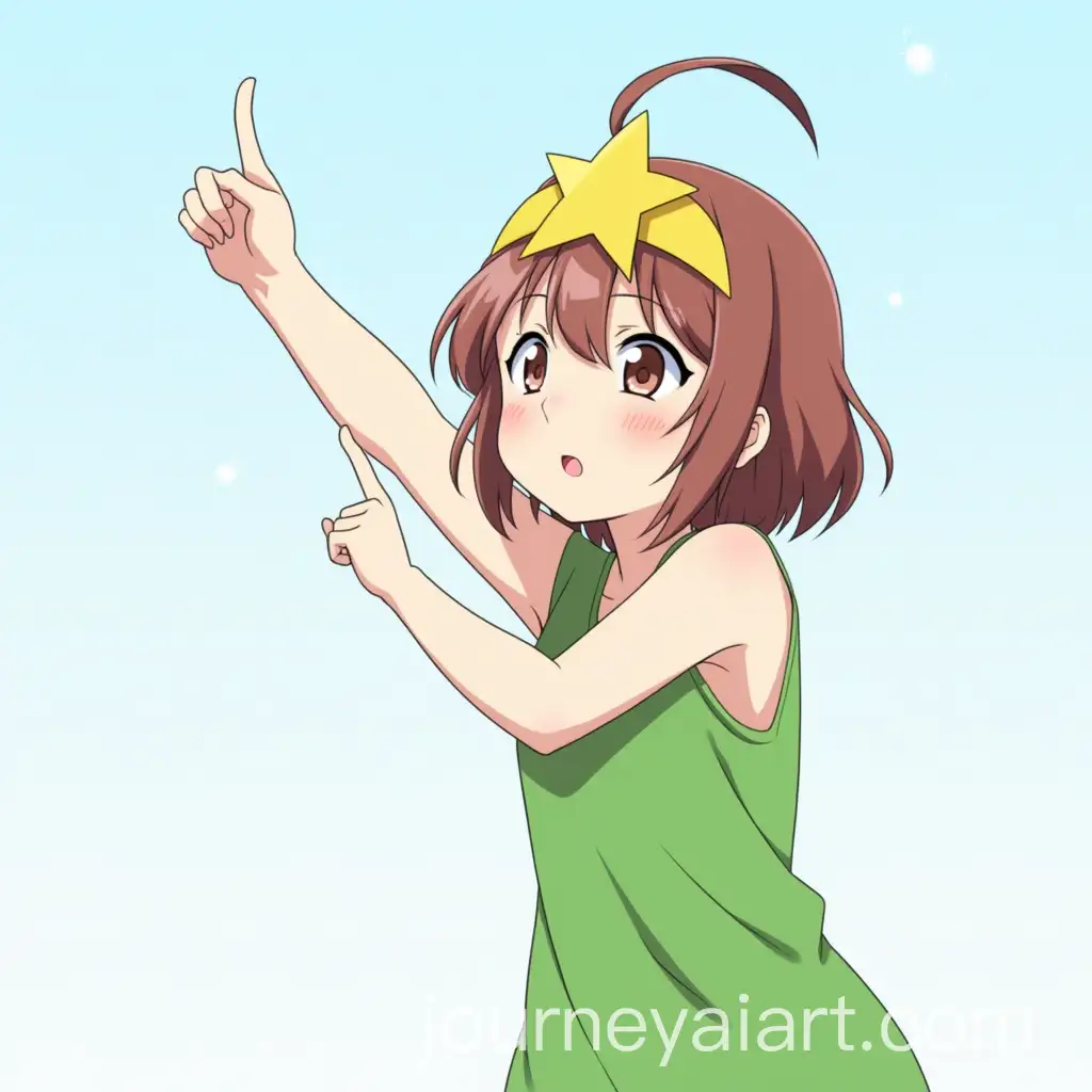 Anime-Girl-with-Yellow-Star-Headband-Pointing-Skyward