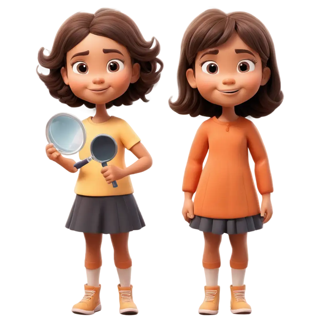 Cute-Little-Girl-with-a-Magnifying-Glass-PNG-Illustration-for-FunPNG-Image-Usage-Scenarios-and-Educational-Use