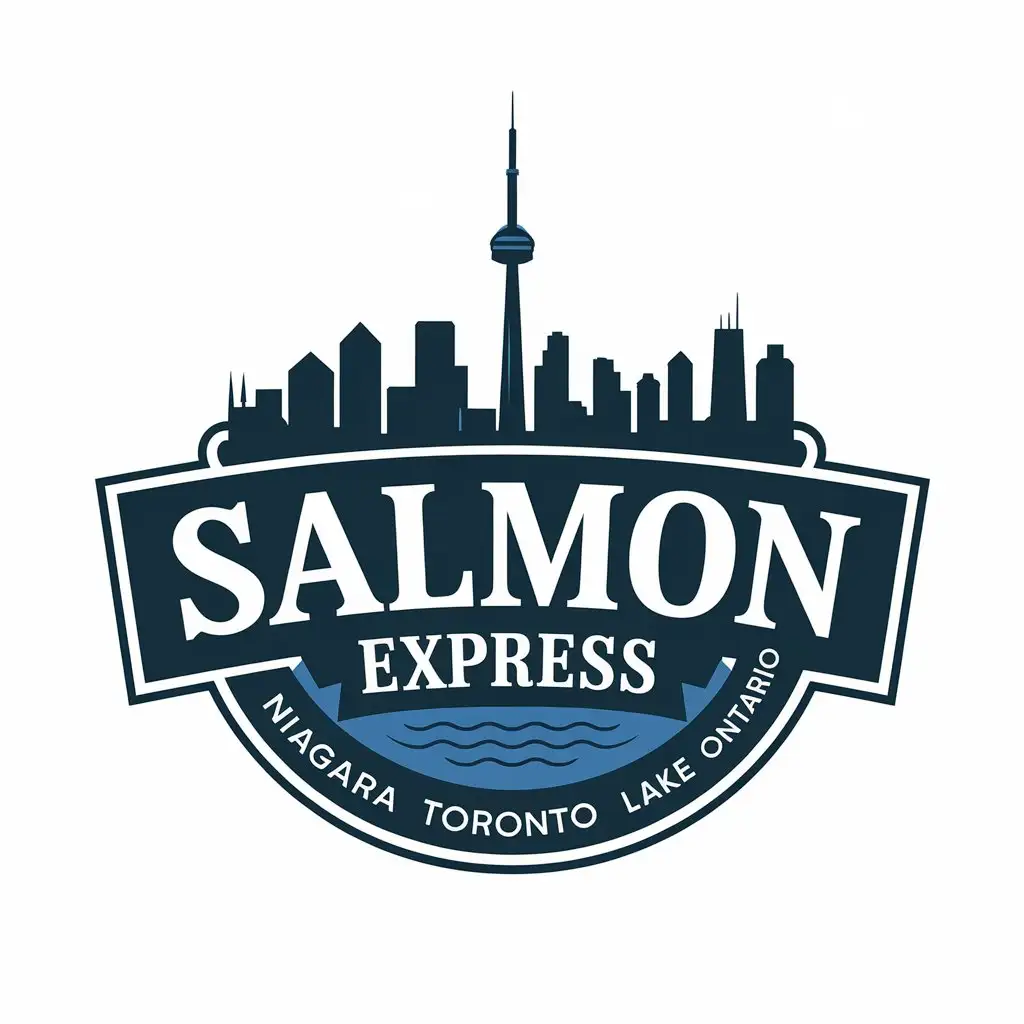 LOGO Design for Salmon Express Toronto Skyline with Niagara and Lake Ontario Theme