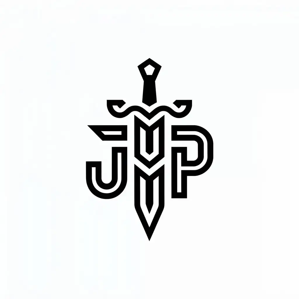 LOGO Design for JvP Sword Blade Letter V with Shield and Lettering Symbolism