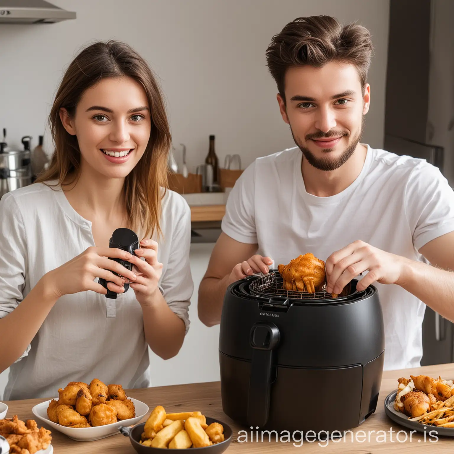 Two-Foreigners-Using-an-Air-Fryer