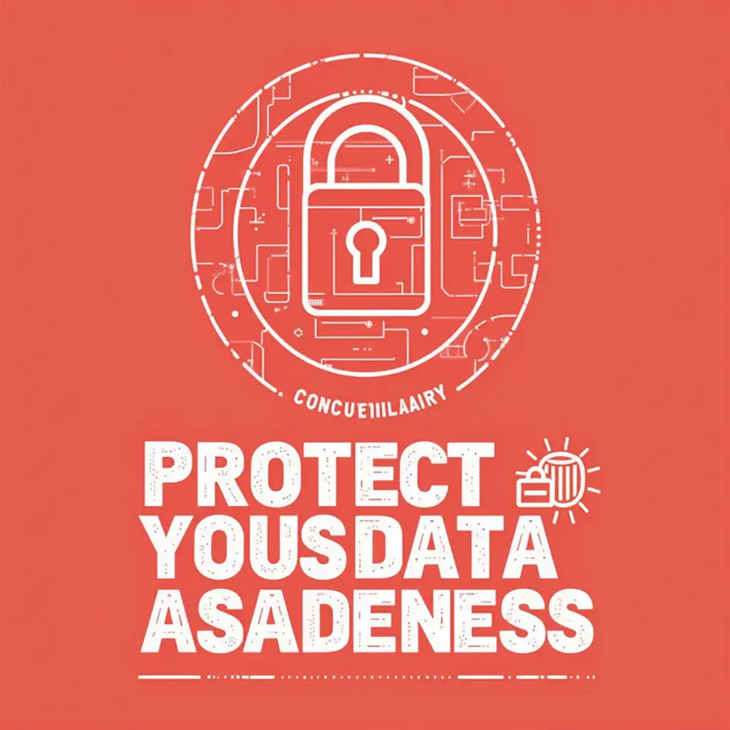 A professional, simple yet impressive security awareness poster emphasizing the importance of information confidentiality. The poster should have a bold headline, such as 'Protect Your Data' or 'Confidentiality Matters,' with visual elements like secured locks and encrypted codes. The design should be clean and modern, using a red color scheme to convey urgency and significance