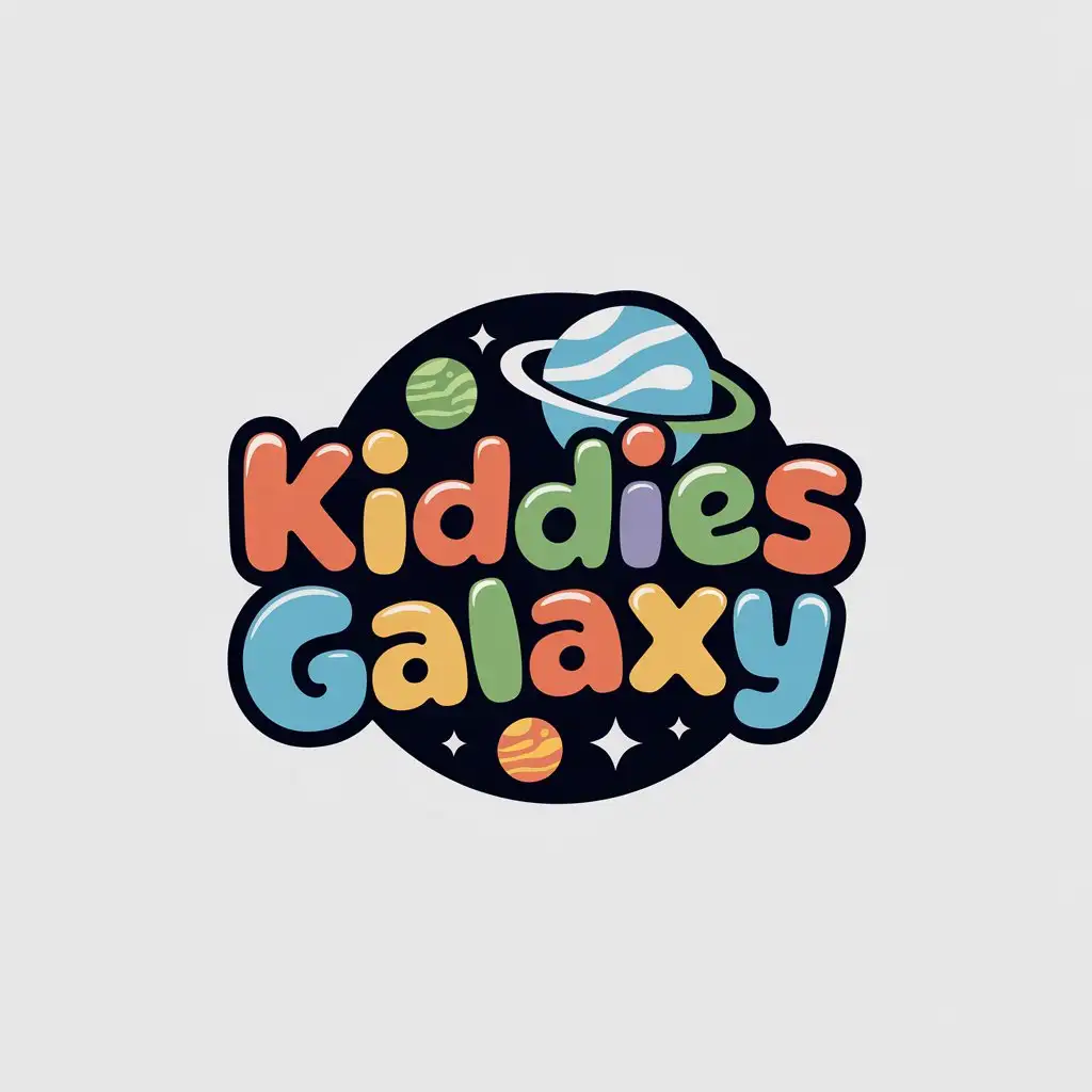 LOGO Design for Kiddies Galaxy Vector Logo with Playful Fonts and Soft Edges Emphasizing Imagination