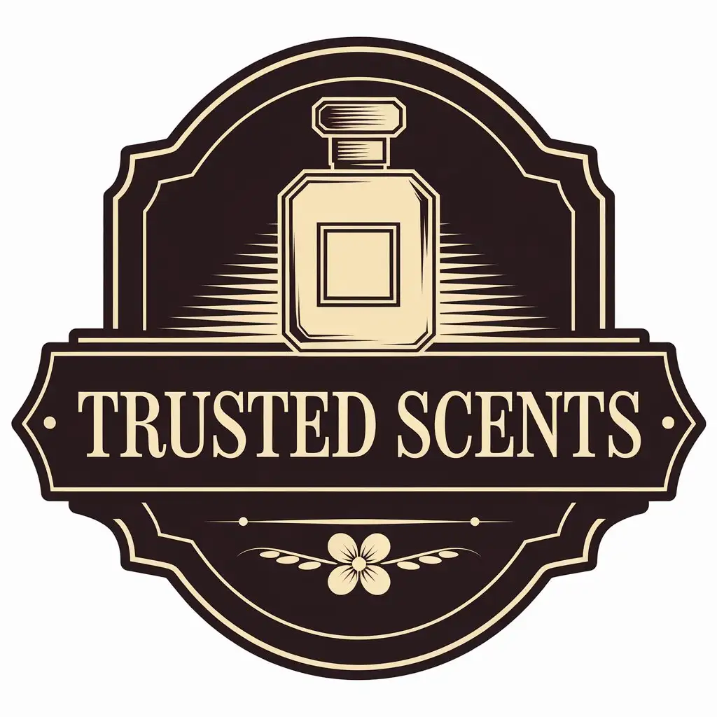 LOGO Design for Trusted Scents Elegant Fragrance Bottle with Clean Modern Aesthetic for Beauty Spa Industry