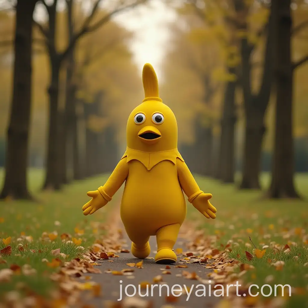 Mustard-Character-Walking-Away-in-a-Park