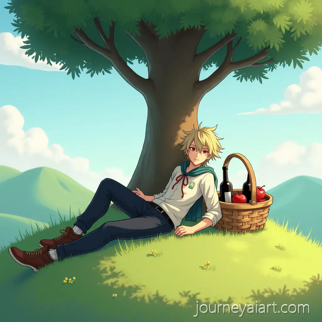 Venti-from-Genshin-Impact-Relaxing-Under-a-Tree-with-Wine-andAI-Image-Prompt-Expansion-Apple-Basket