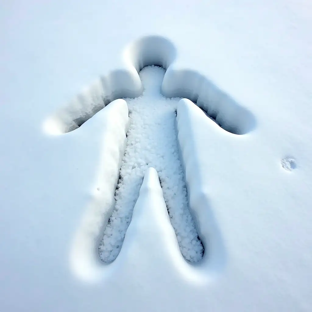 Outline imprint of a person in the snow