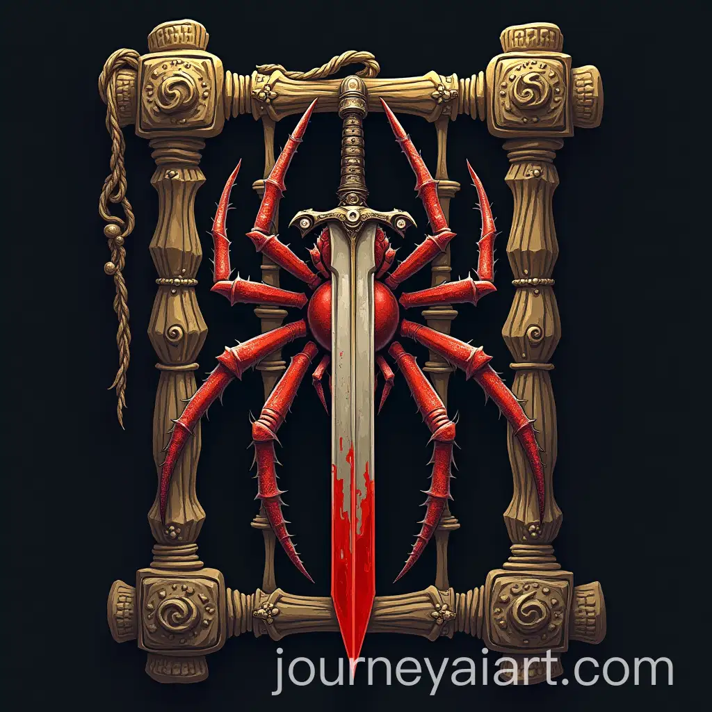 House-of-Drow-Logo-Featuring-Gladiator-Spider-with-Bloodied-Sword-in-Heroic-Fantasy-Style