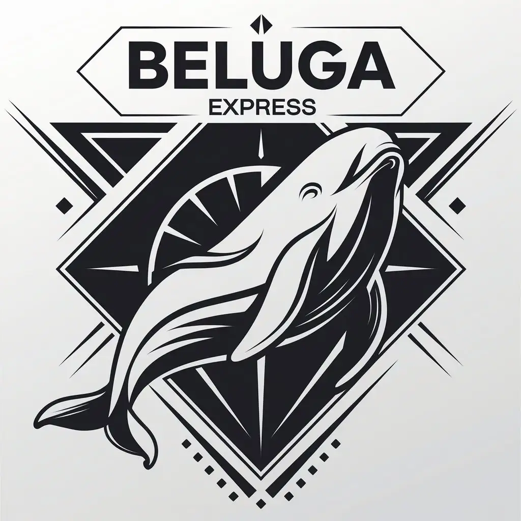 a vector logo design,with the text "Beluga Express", main symbol:Beluga mixed with geometric shapes.,complex,be used in Restaurant industry,clear background