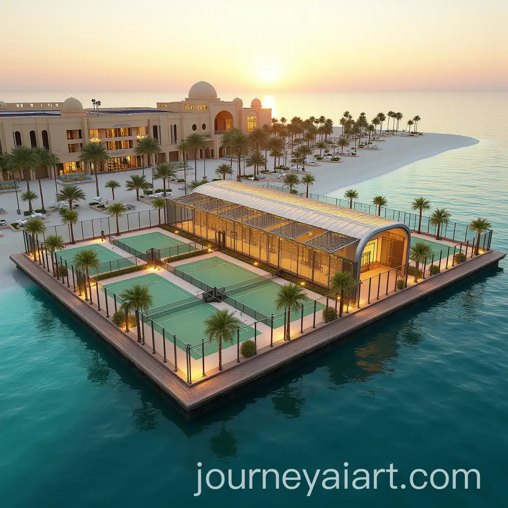 AI-Image-Prompt-ExpansionFloating-Sports-Complex-on-Private-Beach-at-Bab-Al-Qasr-Hotel-in-Abu-Dhabi-During-Sunset