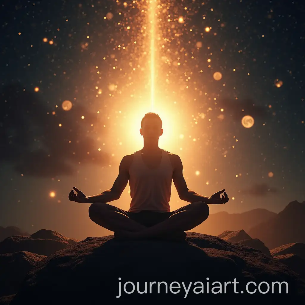 Meditation-with-Rays-of-Light-Surrounding-a-Shining-Planet