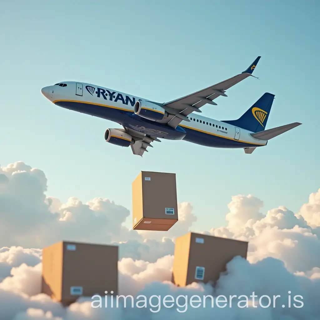 a ryanair plane and for three boxes to fall from it