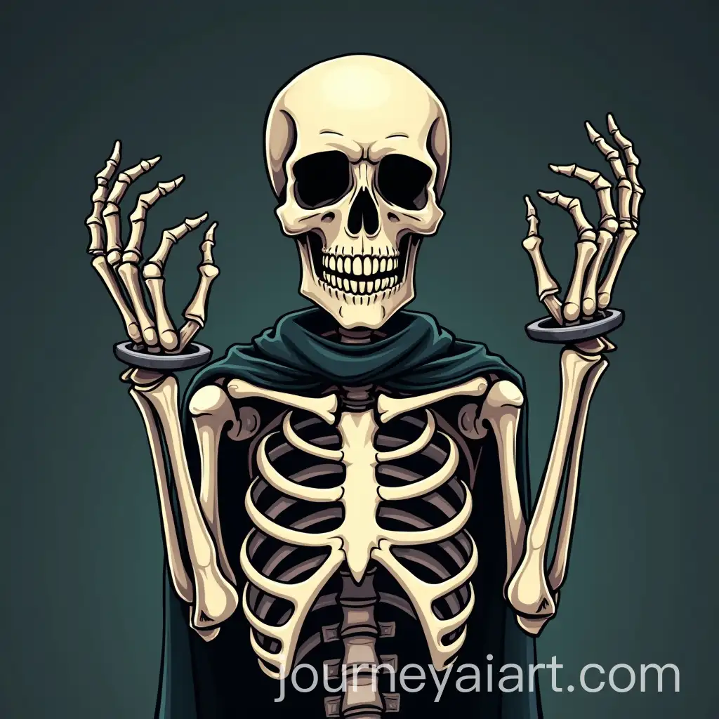 Cartoon-Skeleton-with-Handcuffed-Hands