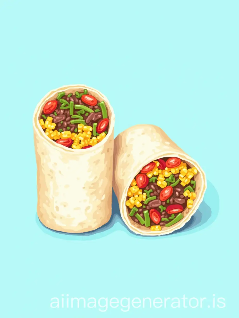 Pop-Art-Style-Burrito-Cut-in-Half-on-Light-Blue-Background