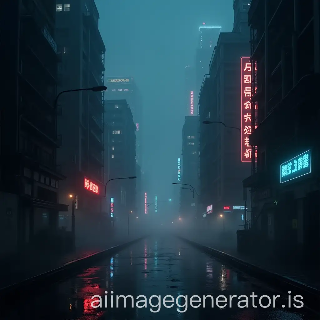 Futuristic-City-at-Night-with-Neon-Lights-and-Dense-Fog