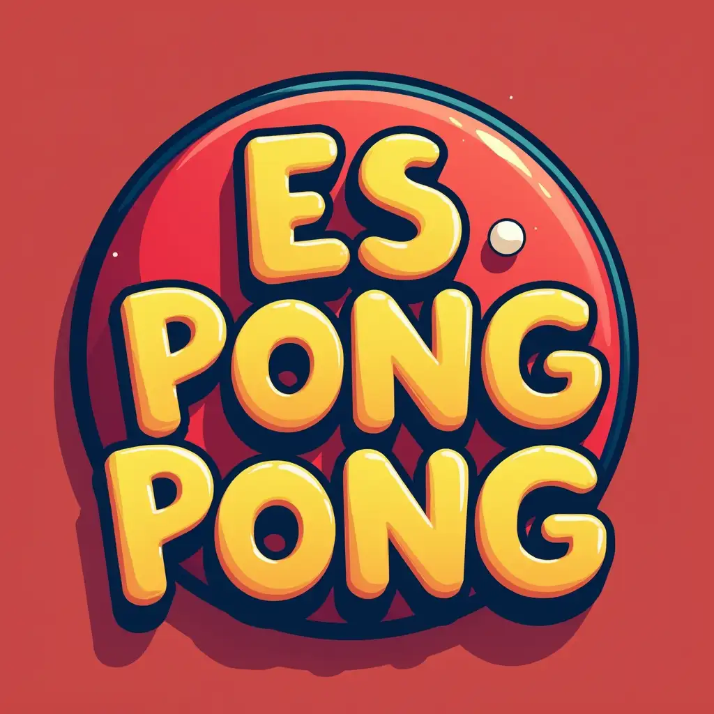 Cartoon text logo saying 'ES PONG PONG'