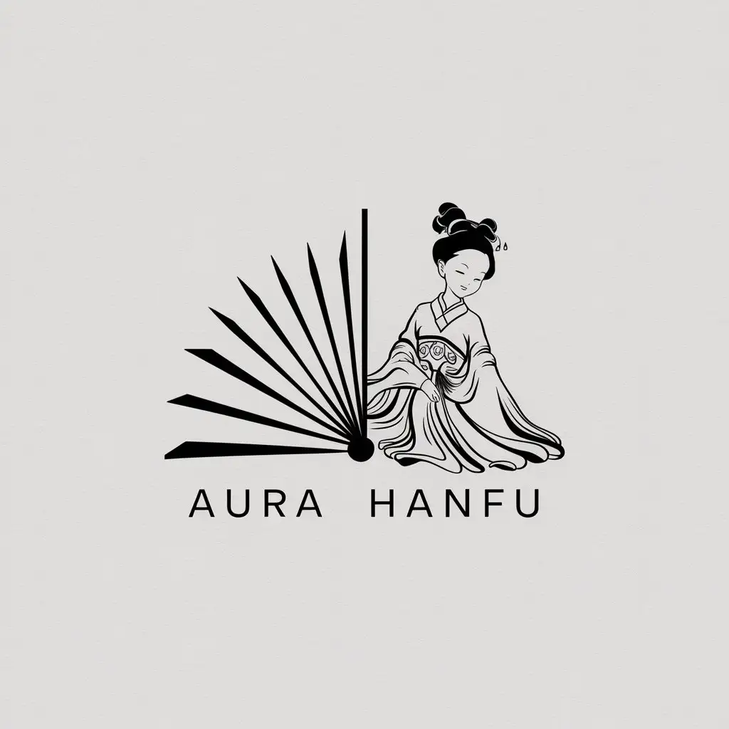 LOGO-Design-for-Aura-Hanfu-Minimalistic-Line-Style-with-Graceful-Girl-in-Chinese-Dress