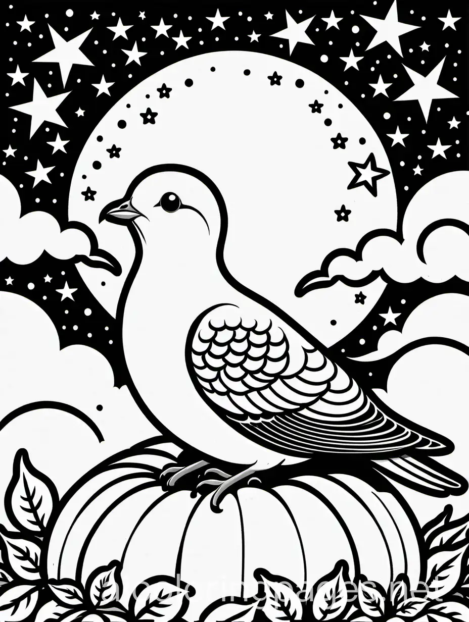 Mourning-Dove-Witch-on-Pumpkin-for-Halloween-Coloring-Page