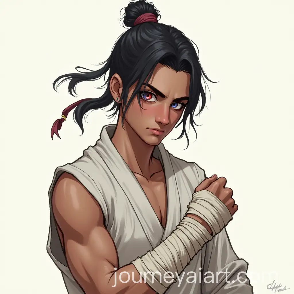 Teenage-DD-Monk-in-Combat-Stance-with-Red-and-Blue-Eyes
