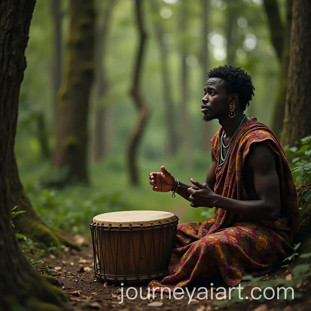 Talking-Drum-in-an-African-Village-Forest-Setting