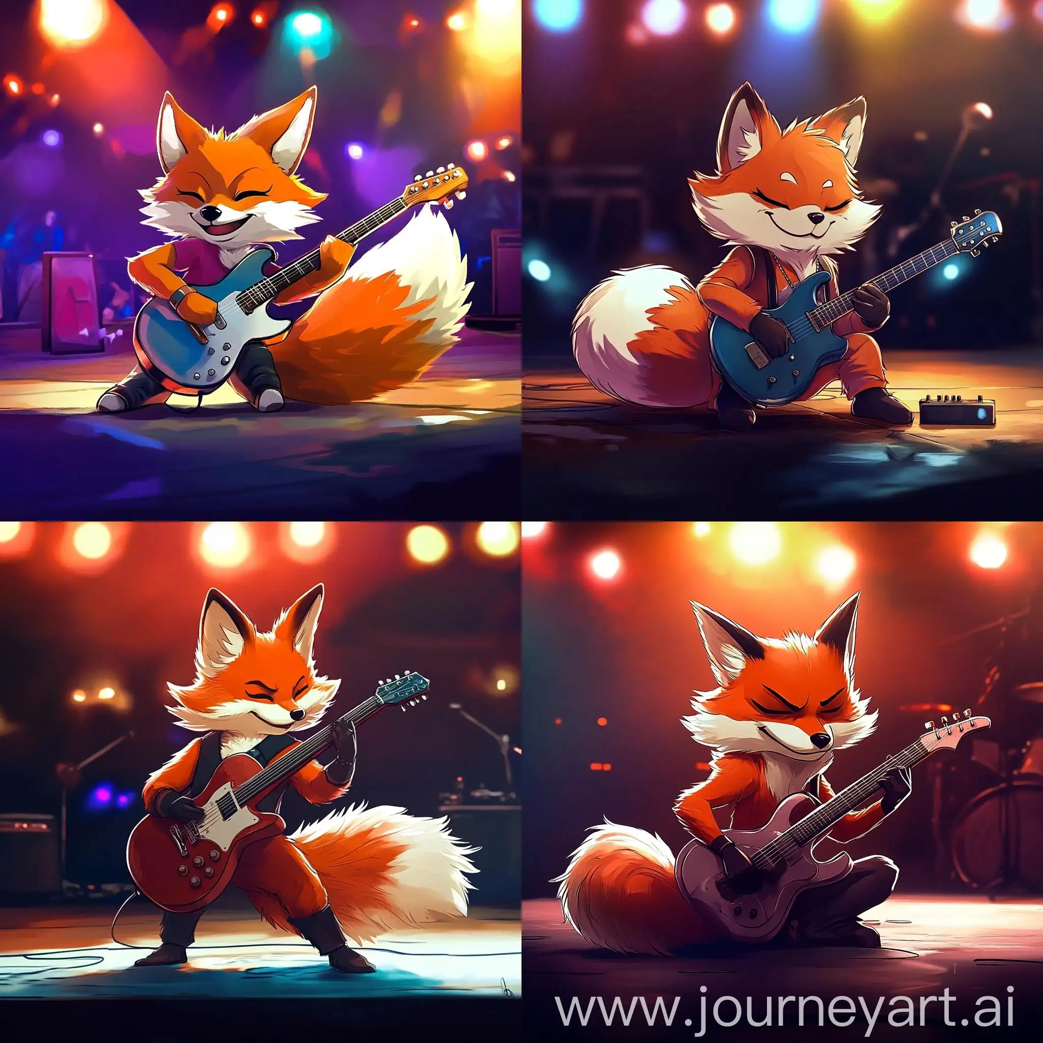 Ginger-Fox-Playing-Guitar-on-Stage-at-Rock-Concert