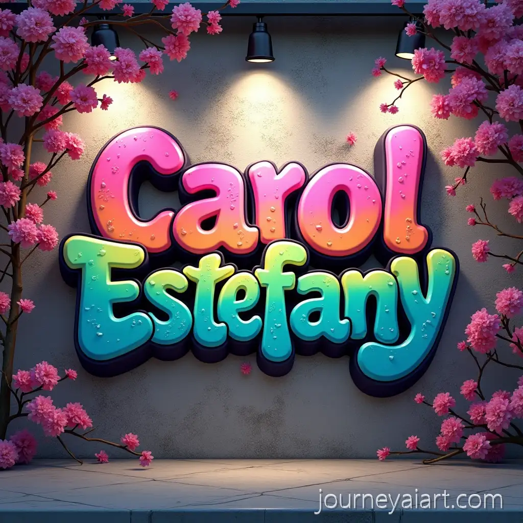 Vibrant-Graffiti-ArtAI-Art-Prompt-Expansion-Carol-Estefany-with-Cherry-Blossoms-and-Dramatic-Lighting-on-Concrete-Wall
