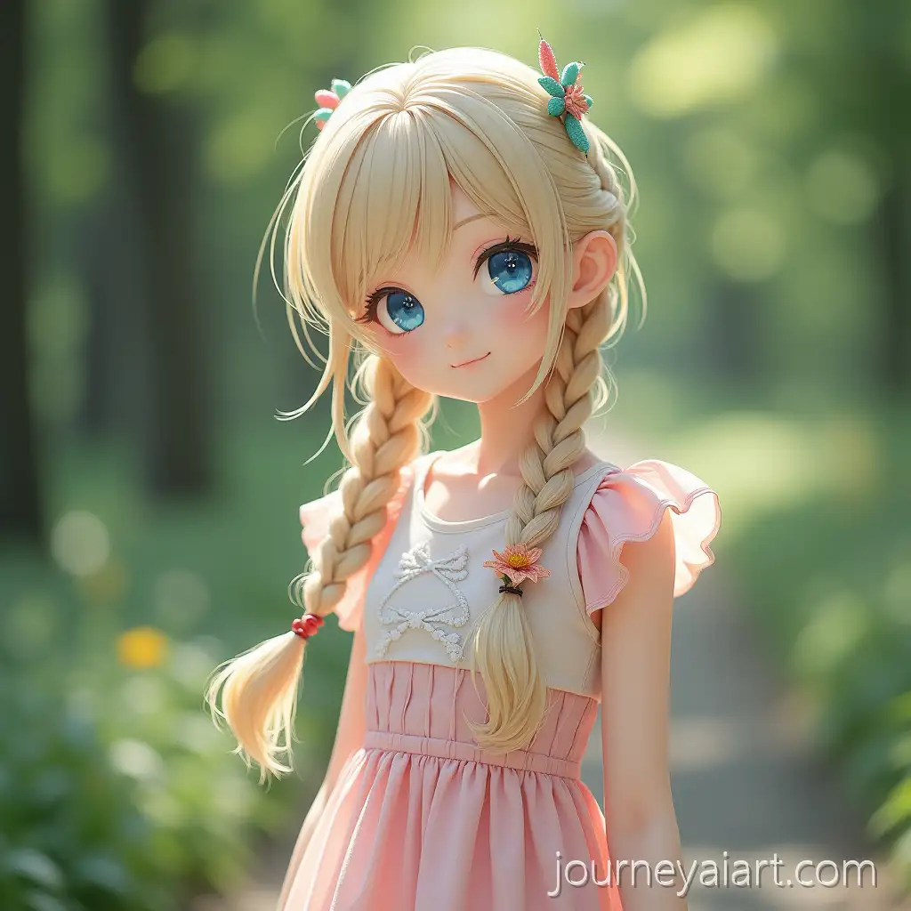 Blonde-Asian-Japanese-Girl-with-Braids-in-a-Natural-Setting