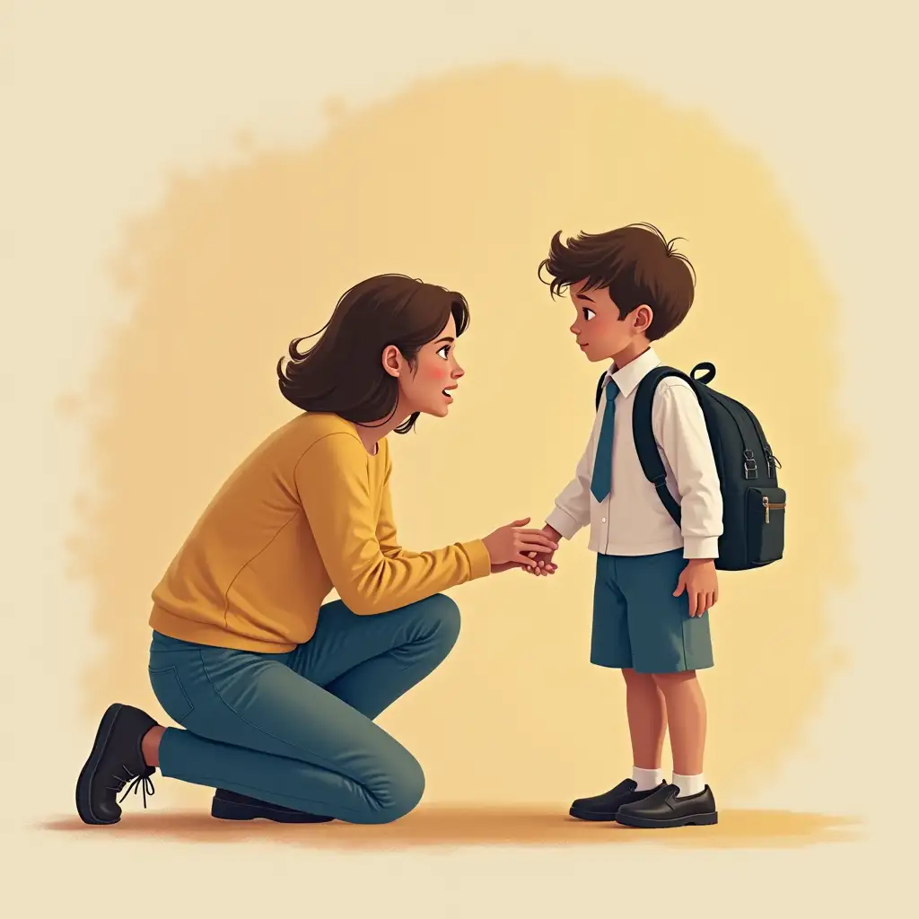 Parent-Offering-Comfort-to-Distressed-Child-in-School-Uniform