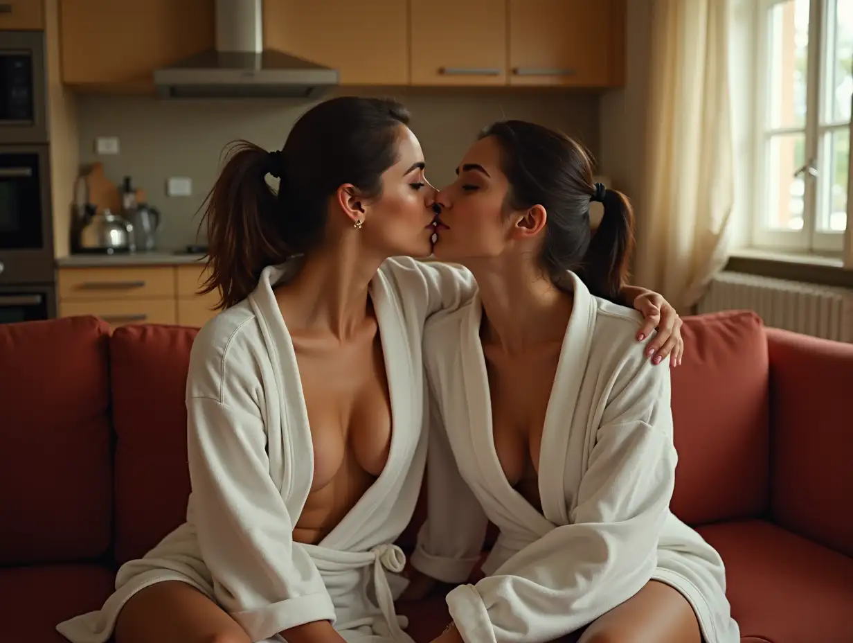 Two-Young-Spanish-Women-Admiring-Butler-Preparing-Breakfast-at-Dawn