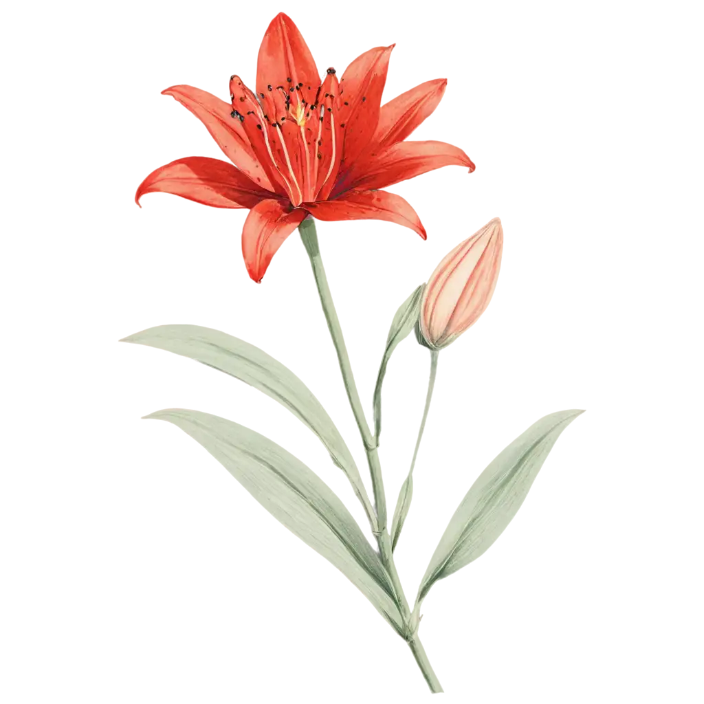 Vintage-Watercolor-Illustration-of-Starry-Lily-in-PNG-Format