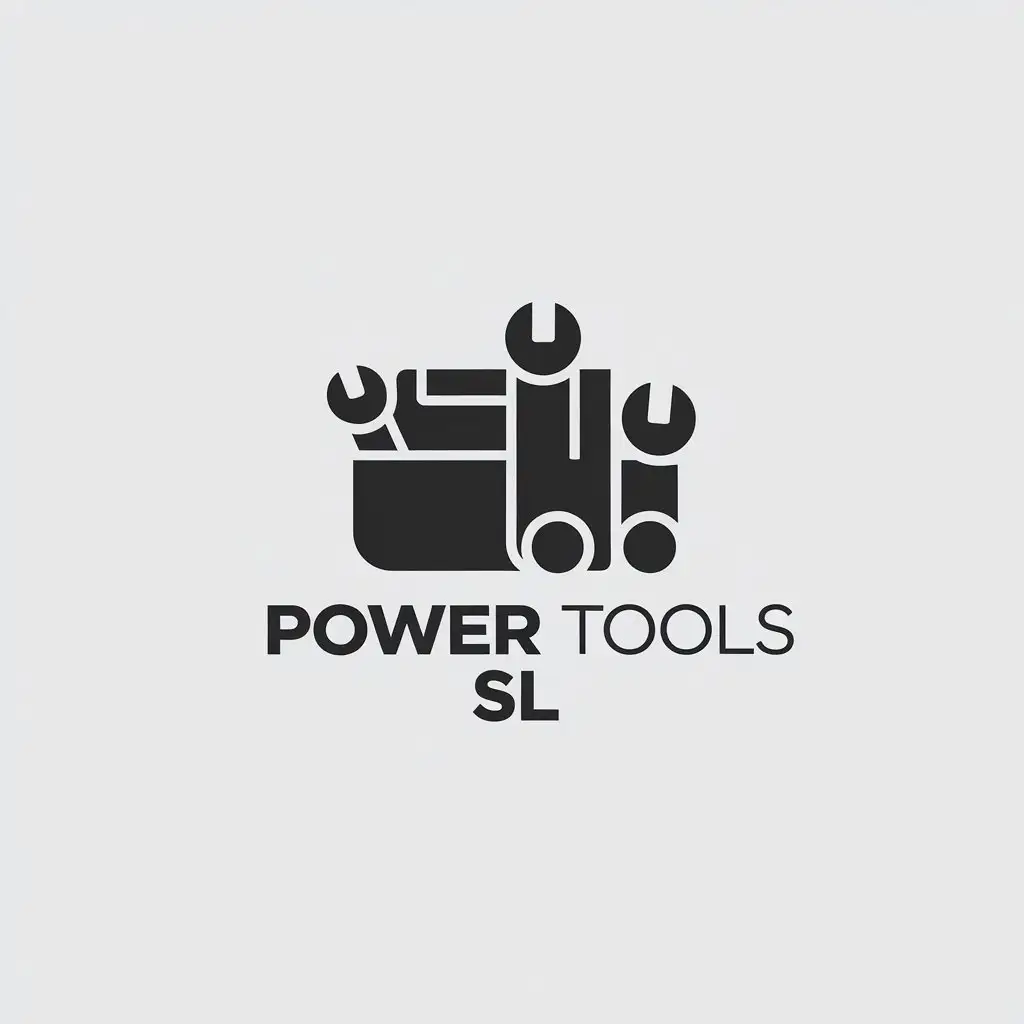 LOGO Design for Power Tools SL Minimalistic Tool Box with Text Power Tools SL on Clear Background