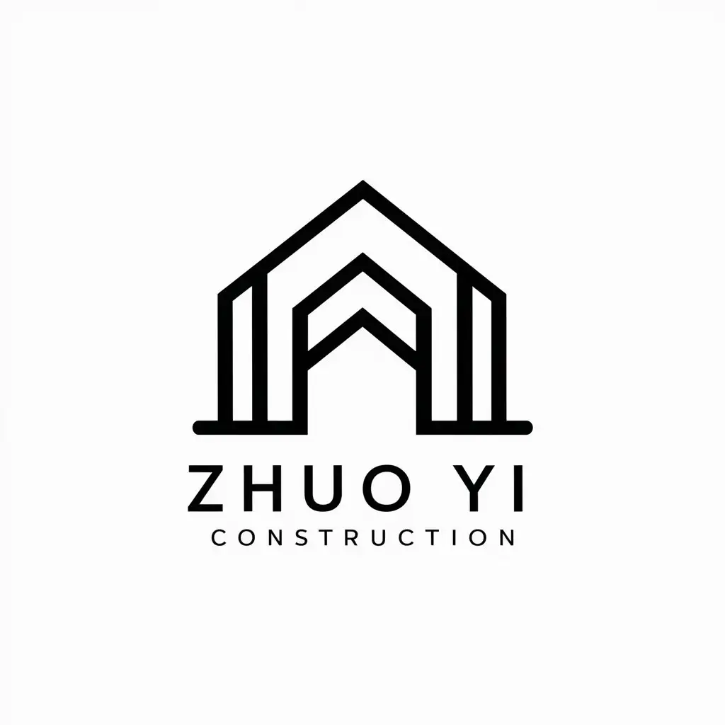 a vector logo design,with the text "Zhuo Yi Construction", main symbol:house,Minimalistic,be used in Construction industry,clear background