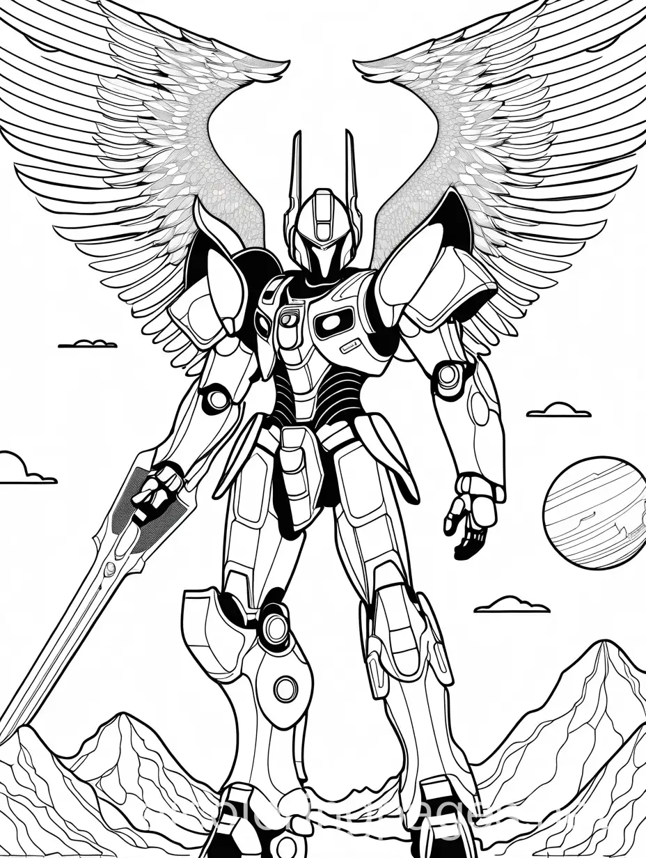 Giant-Japanese-Anime-Pegasus-Robot-in-Battle-with-Space-Background