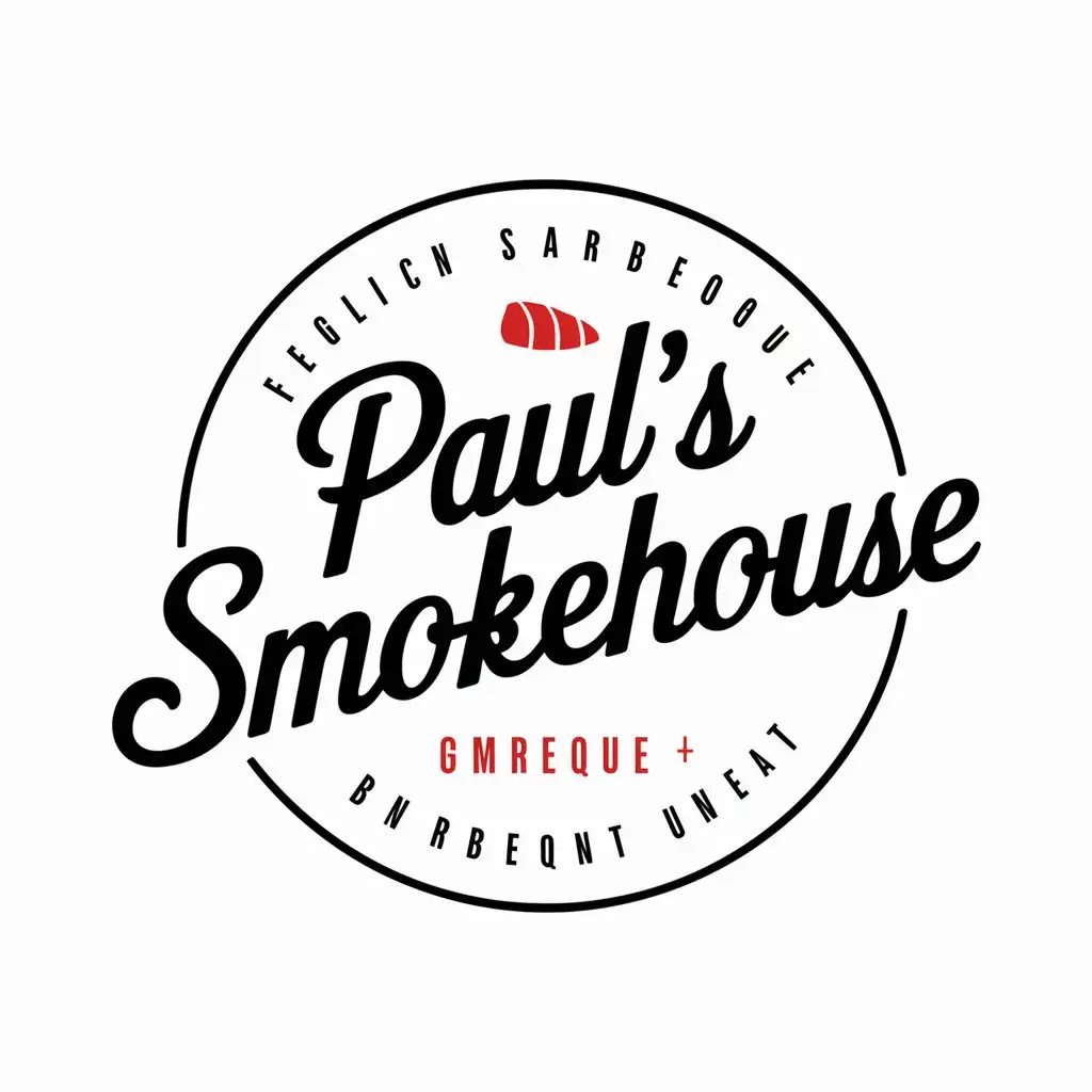 LOGO-Design-For-Pauls-Smokehouse-Barbecue-Meat-with-Classic-American-Cursive-Font