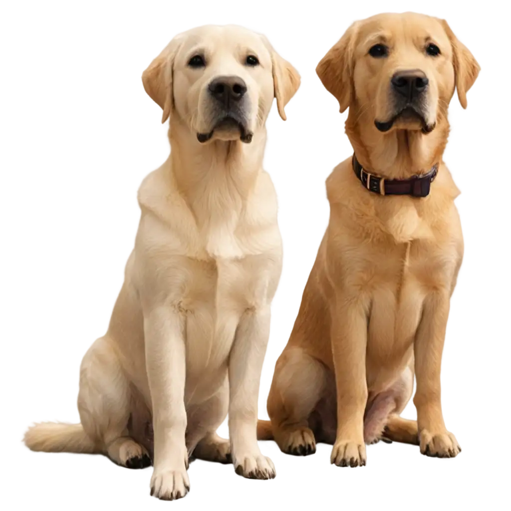 Realistic-Digital-Painting-PNG-of-a-Labrador-and-Golden-Retriever-Front-View