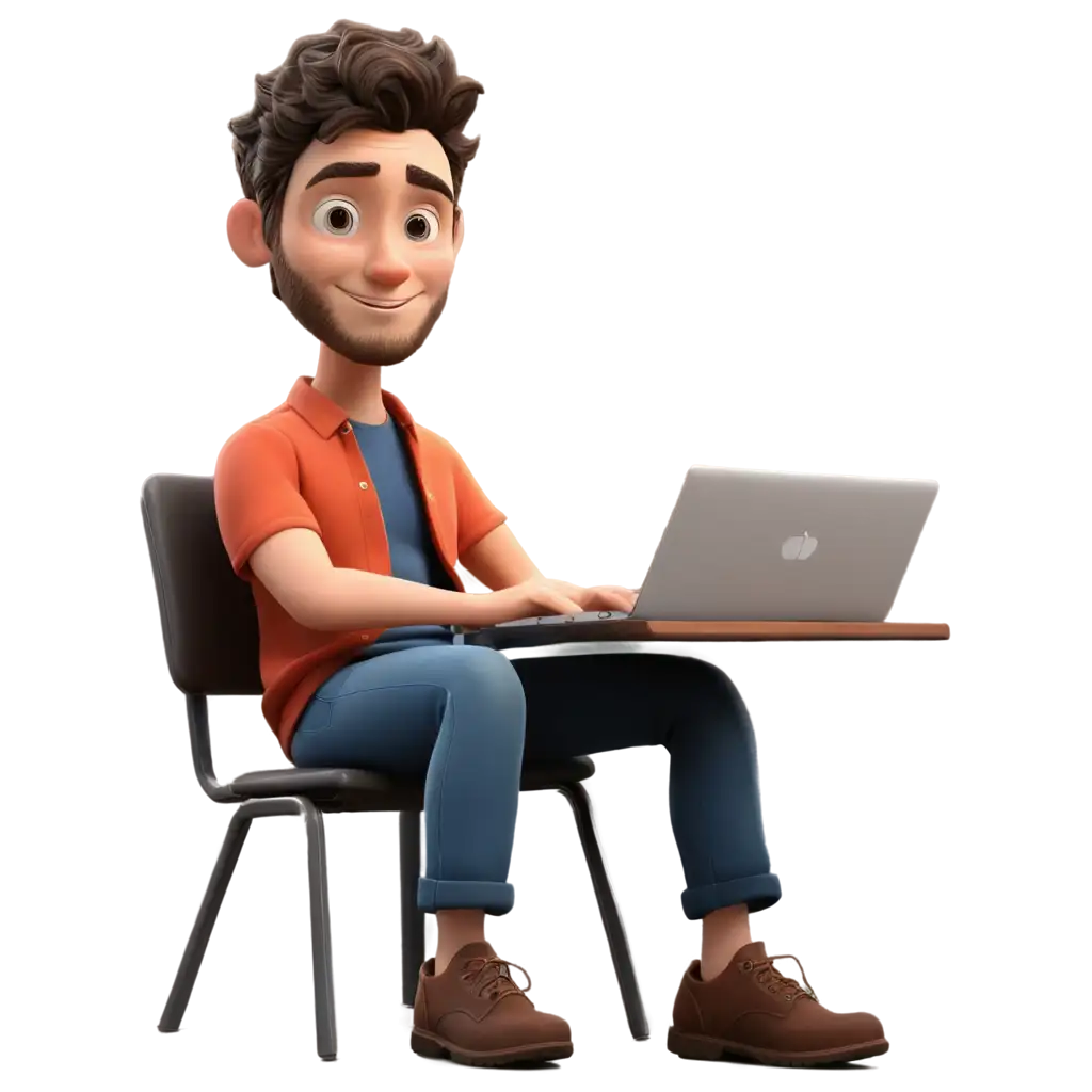 PNG-Image-of-Josh-Sitting-at-Desk-with-Laptop-Digital-Workspace-Illustration